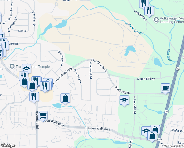 map of restaurants, bars, coffee shops, grocery stores, and more near 916 Holden Lane in Atlanta