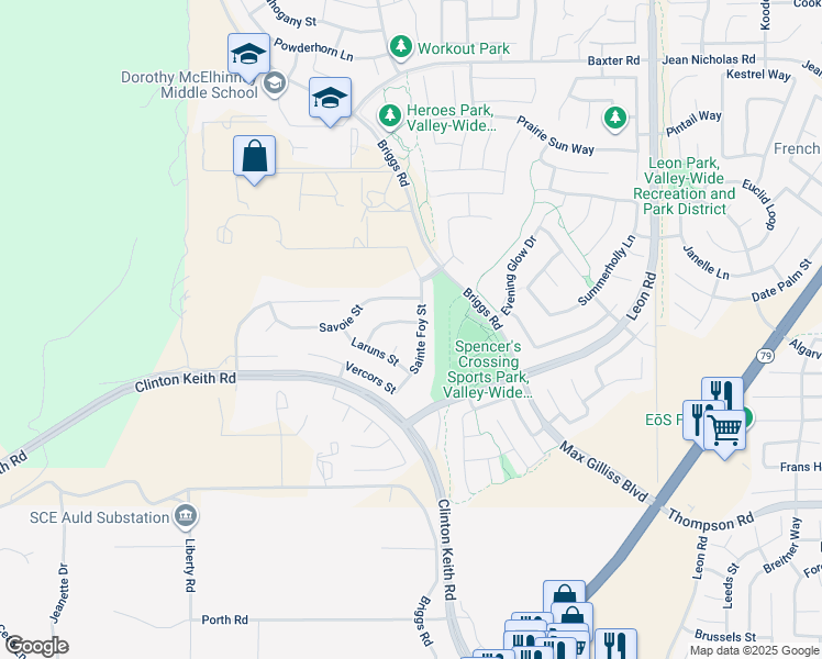 map of restaurants, bars, coffee shops, grocery stores, and more near 30443 Terrain Street in Murrieta