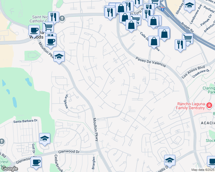 map of restaurants, bars, coffee shops, grocery stores, and more near in Laguna Woods