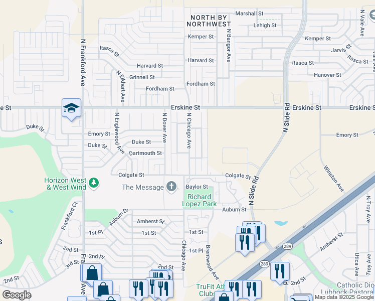 map of restaurants, bars, coffee shops, grocery stores, and more near 507 North Chicago Avenue in Lubbock