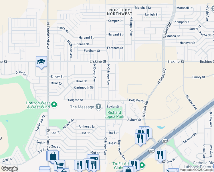 map of restaurants, bars, coffee shops, grocery stores, and more near 507 North Chicago Avenue in Lubbock