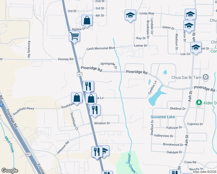 map of restaurants, bars, coffee shops, grocery stores, and more near Brecken Ridge in Forest Park
