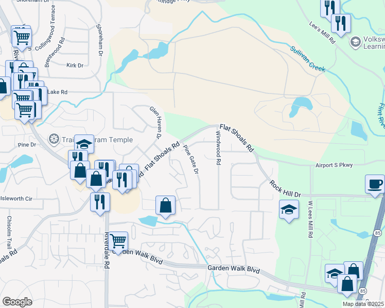 map of restaurants, bars, coffee shops, grocery stores, and more near 970 Hickory Bend Road in Atlanta