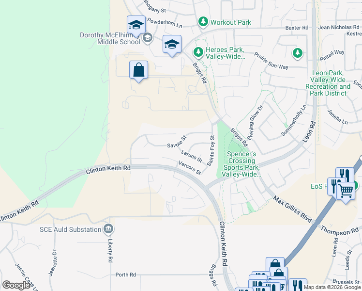 map of restaurants, bars, coffee shops, grocery stores, and more near 30264 Laruns Street in Murrieta