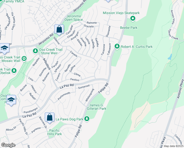 map of restaurants, bars, coffee shops, grocery stores, and more near 28212 Amable in Mission Viejo