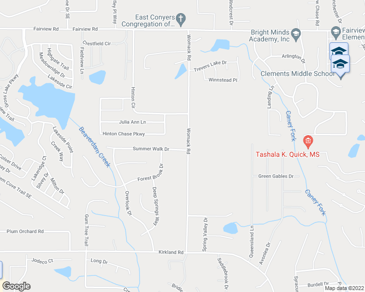 map of restaurants, bars, coffee shops, grocery stores, and more near 20 Summer Walk Drive in Covington