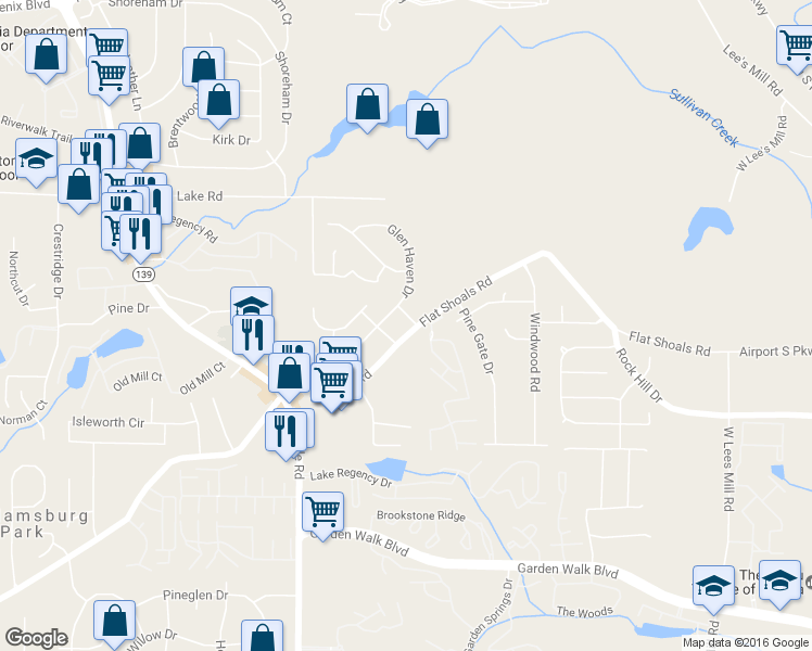 map of restaurants, bars, coffee shops, grocery stores, and more near 5549 Summer Lane in Atlanta