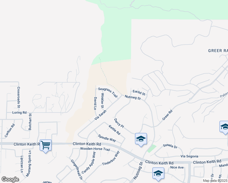map of restaurants, bars, coffee shops, grocery stores, and more near 25886 Seagrass Trail in Wildomar
