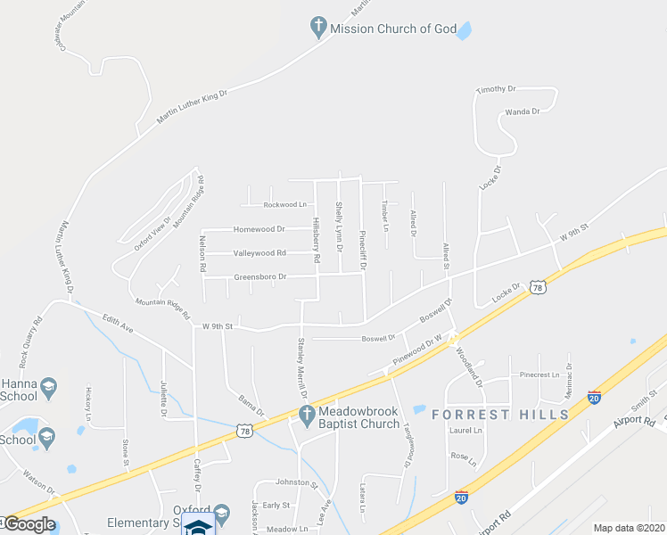 map of restaurants, bars, coffee shops, grocery stores, and more near 930 Shelly Lynn Drive in Oxford