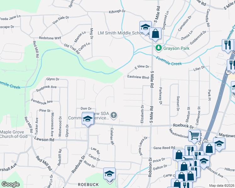 map of restaurants, bars, coffee shops, grocery stores, and more near 300 Joan Avenue in Birmingham