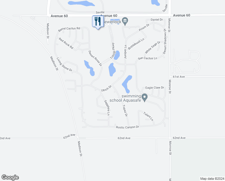 map of restaurants, bars, coffee shops, grocery stores, and more near 81540 Monarch Court in La Quinta