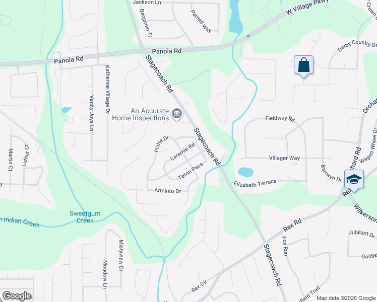 map of restaurants, bars, coffee shops, grocery stores, and more near 3779 Laramie Road in Ellenwood