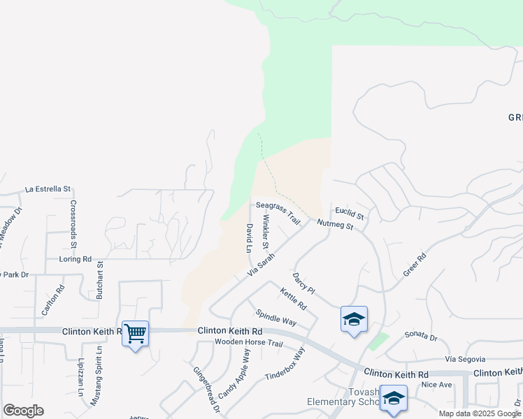 map of restaurants, bars, coffee shops, grocery stores, and more near 35583 Winkler Street in Wildomar