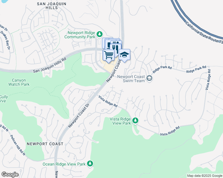 map of restaurants, bars, coffee shops, grocery stores, and more near 12 Savona Court in Newport Beach