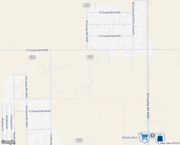 map of restaurants, bars, coffee shops, grocery stores, and more near 404 North C R 2930 in Lubbock