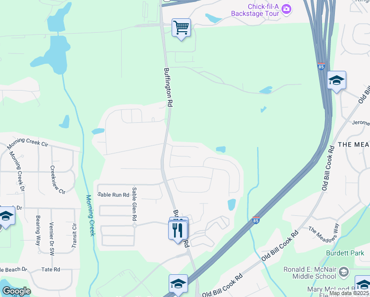 map of restaurants, bars, coffee shops, grocery stores, and more near 3343 Estes Drive in Atlanta