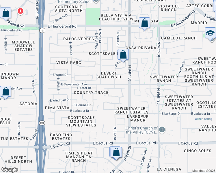 map of restaurants, bars, coffee shops, grocery stores, and more near 9223 East Dreyfus Place in Scottsdale
