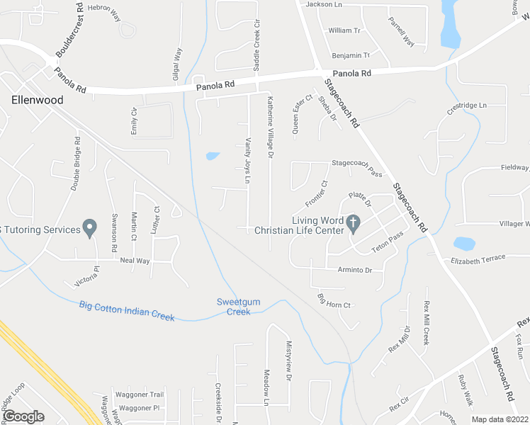 map of restaurants, bars, coffee shops, grocery stores, and more near 5511 Katherine Village Drive in Ellenwood