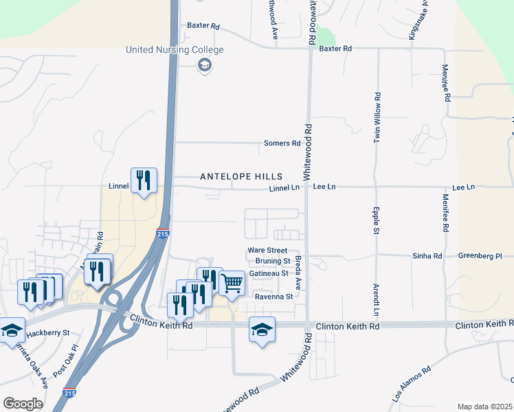 map of restaurants, bars, coffee shops, grocery stores, and more near 28304 Kara Street in Murrieta