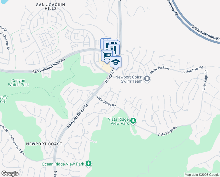 map of restaurants, bars, coffee shops, grocery stores, and more near 16 Savona Court in Newport Beach