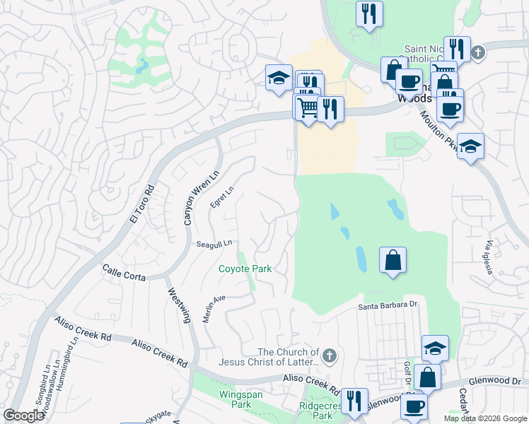 map of restaurants, bars, coffee shops, grocery stores, and more near 4006 Calle Sonora in Laguna Woods