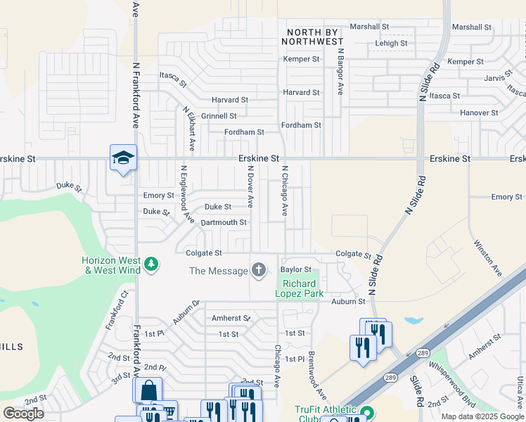 map of restaurants, bars, coffee shops, grocery stores, and more near 512 North Dover Avenue in Lubbock