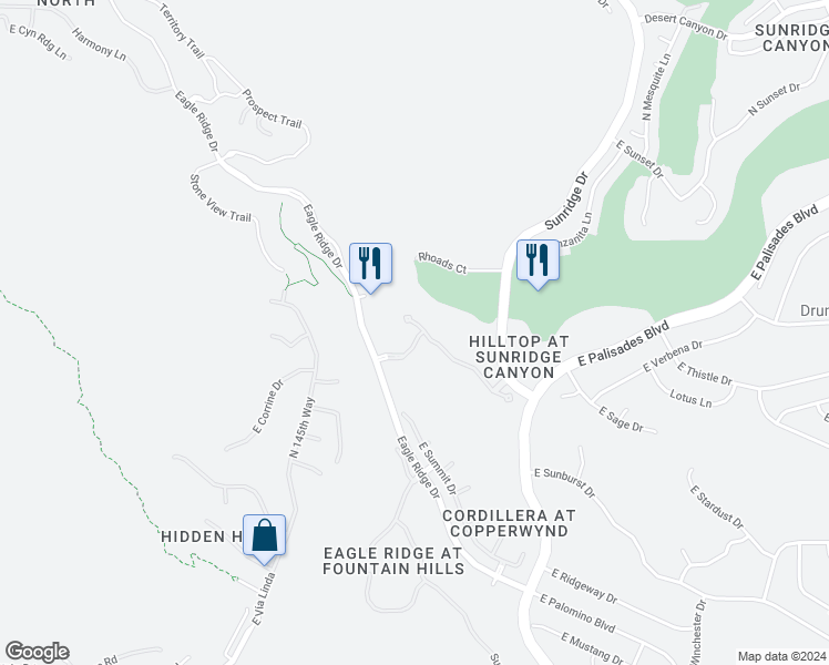 map of restaurants, bars, coffee shops, grocery stores, and more near 13006 Copperwynd Drive in Scottsdale