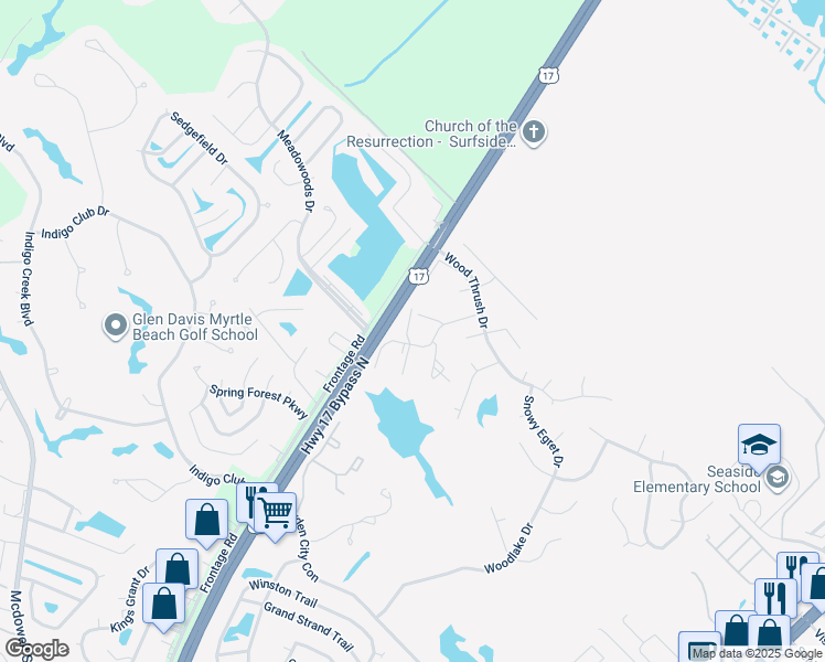 map of restaurants, bars, coffee shops, grocery stores, and more near 5300 Sweetwater Boulevard in Murrells Inlet