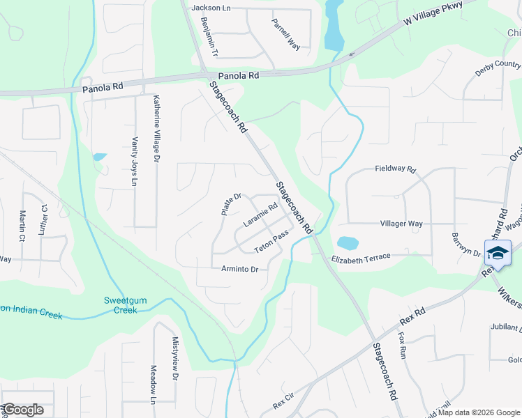 map of restaurants, bars, coffee shops, grocery stores, and more near 5570 Platte Drive in Ellenwood