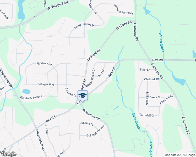 map of restaurants, bars, coffee shops, grocery stores, and more near 300 Barr Circle in Rex