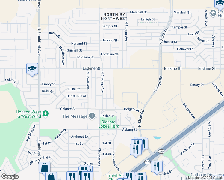 map of restaurants, bars, coffee shops, grocery stores, and more near 514 North Brentwood Avenue in Lubbock