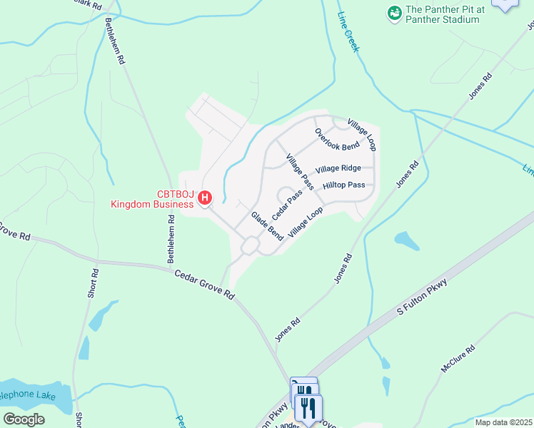 map of restaurants, bars, coffee shops, grocery stores, and more near 5635 Cedar Pass in Fairburn
