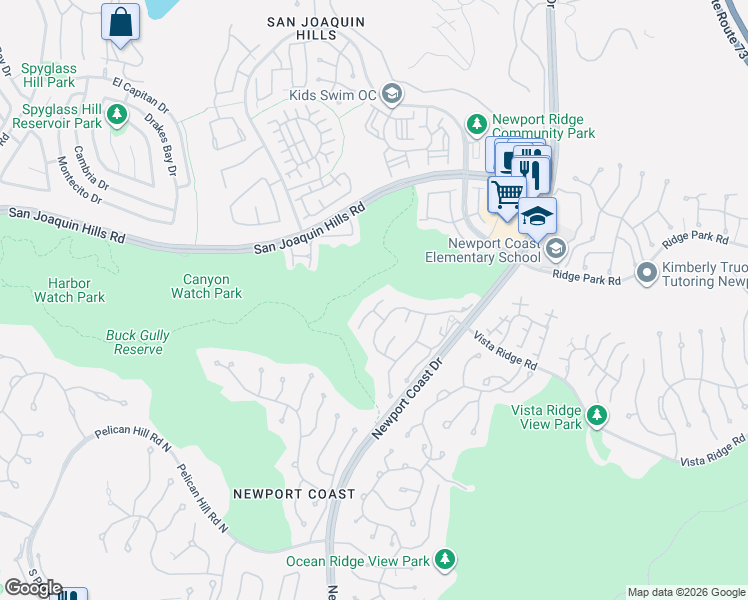 map of restaurants, bars, coffee shops, grocery stores, and more near 7 White Pine Drive in Newport Beach