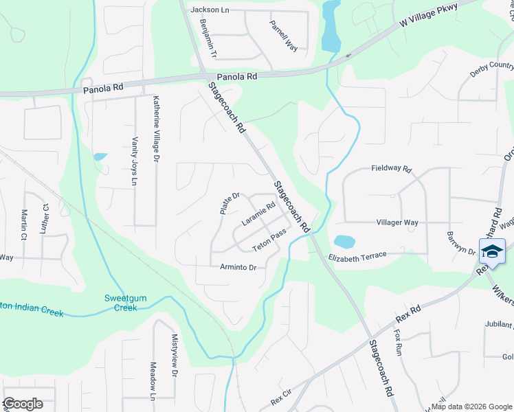map of restaurants, bars, coffee shops, grocery stores, and more near 5566 Platte Drive in Ellenwood