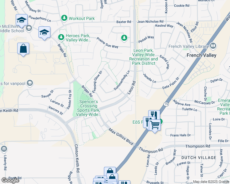 map of restaurants, bars, coffee shops, grocery stores, and more near 35598 Summerholly Lane in Murrieta