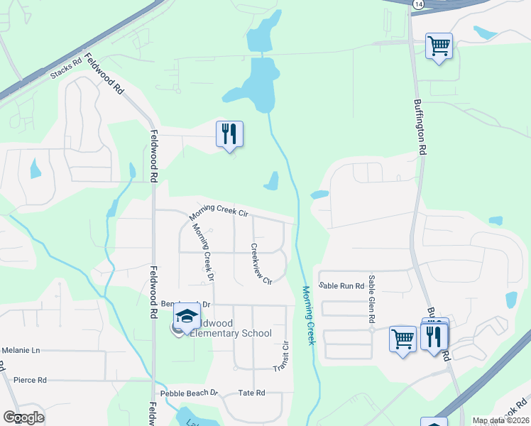 map of restaurants, bars, coffee shops, grocery stores, and more near 5425 Morning Creek Circle in College Park