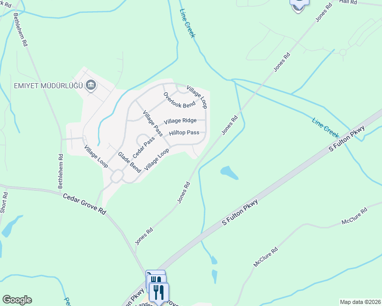 map of restaurants, bars, coffee shops, grocery stores, and more near 7760 Country Pass in Fairburn