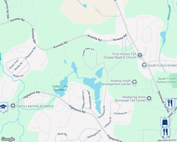 map of restaurants, bars, coffee shops, grocery stores, and more near 8977 Crest View Circle in Union City