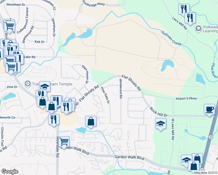 map of restaurants, bars, coffee shops, grocery stores, and more near 970 Hickory Bend Road in Atlanta