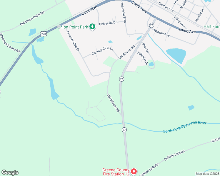 map of restaurants, bars, coffee shops, grocery stores, and more near 1270 Old Siloam Road in Union Point