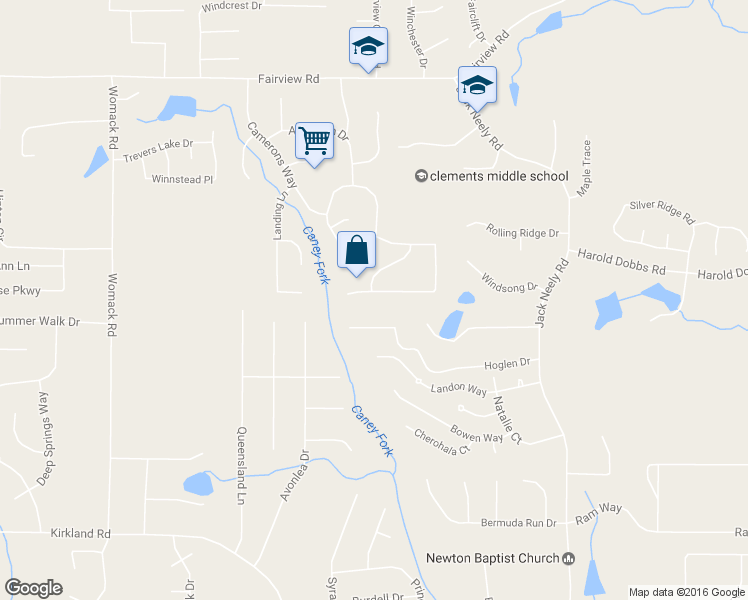 map of restaurants, bars, coffee shops, grocery stores, and more near 285 Greenfield Way in Covington