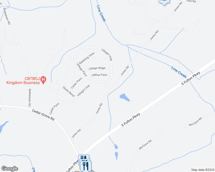 map of restaurants, bars, coffee shops, grocery stores, and more near 7745 Country Pass in Fairburn