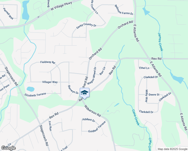 map of restaurants, bars, coffee shops, grocery stores, and more near 190 Wagon Wheel Drive in Rex