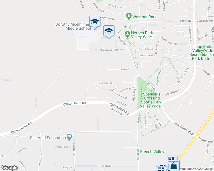 map of restaurants, bars, coffee shops, grocery stores, and more near 30229 Trois Valley Street in Murrieta