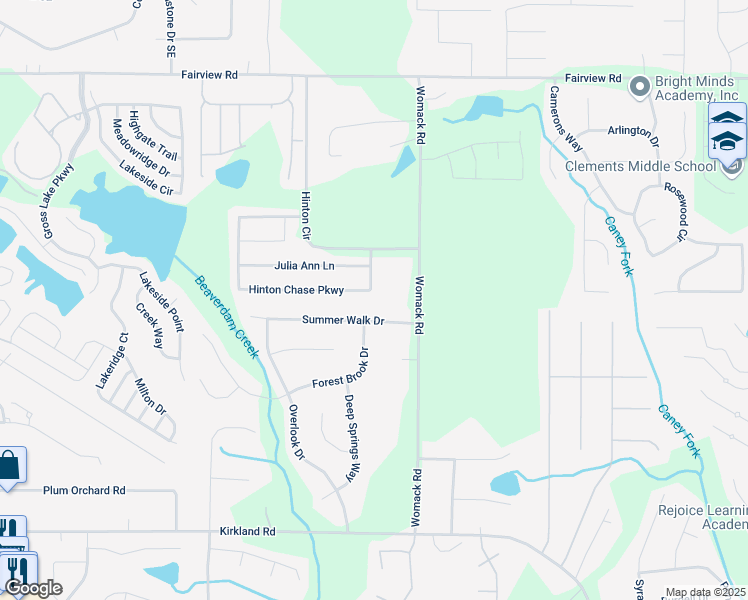 map of restaurants, bars, coffee shops, grocery stores, and more near 490 Hinton Chase Parkway in Covington