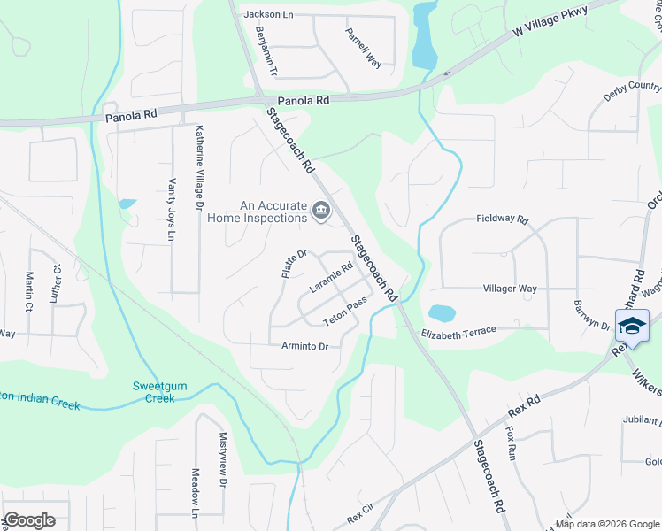 map of restaurants, bars, coffee shops, grocery stores, and more near 5566 Platte Drive in Ellenwood