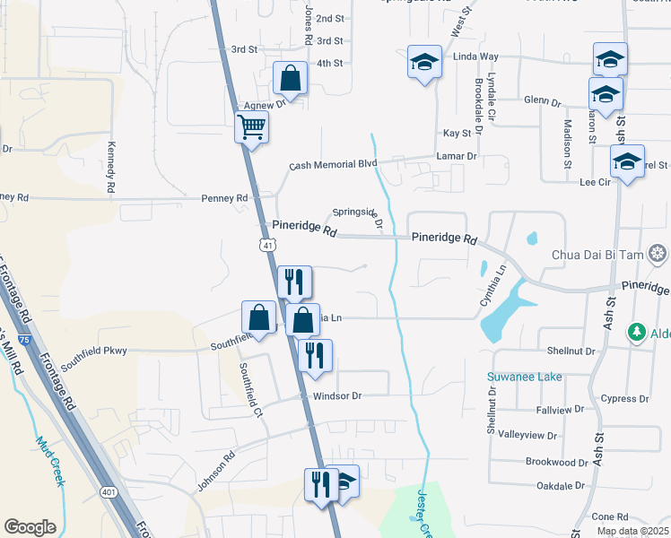 map of restaurants, bars, coffee shops, grocery stores, and more near 5530 Old Dixie Highway in Forest Park