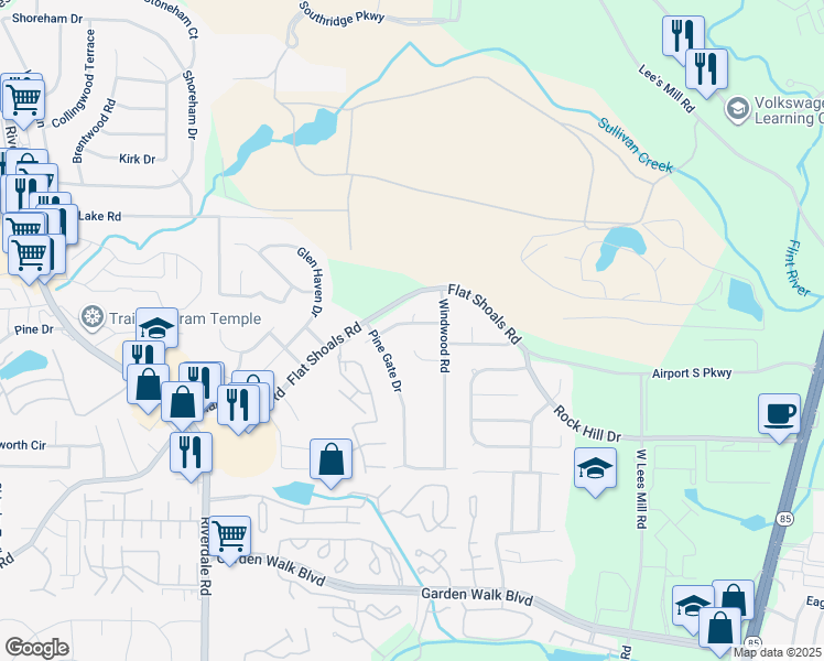map of restaurants, bars, coffee shops, grocery stores, and more near 970 Hickory Bend Road in Atlanta