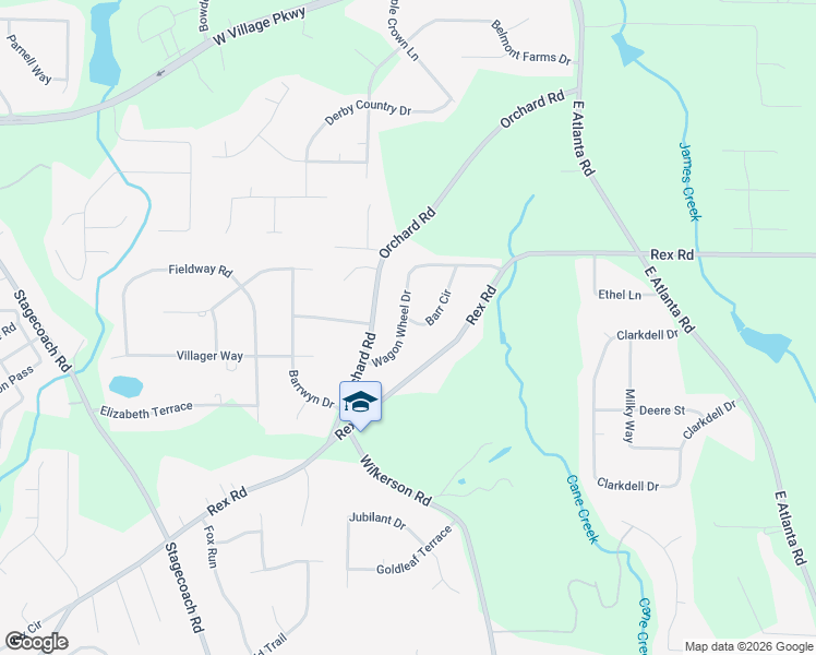 map of restaurants, bars, coffee shops, grocery stores, and more near 300 Barr Circle in Rex