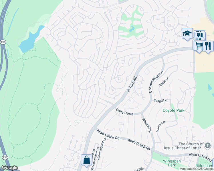 map of restaurants, bars, coffee shops, grocery stores, and more near in Laguna Woods